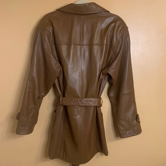 Brown Vintage Leather Mid Length Coat - Picture 3 of 3